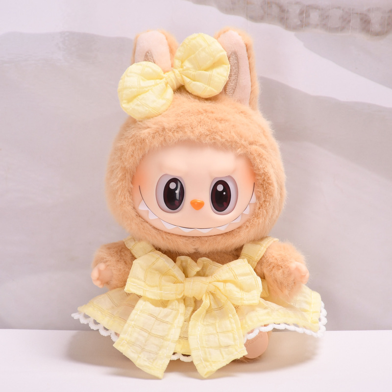 Clothes Only】Stylish Outfit for 17cm Labubu Sit Sit Party Rubber Doll - Adorable Dresses for Your Second-Gen Doll Collection