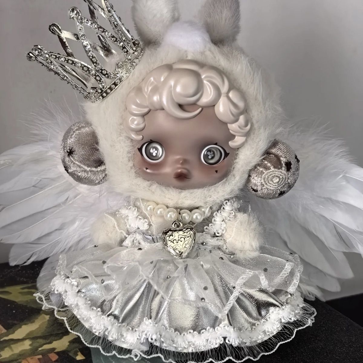 Clothes only)Enchant Your Little One with Our Stunning Crown Wings Dress Suitable for Skullpanda – Perfect for Dress-Up, Parties & Imaginative Play