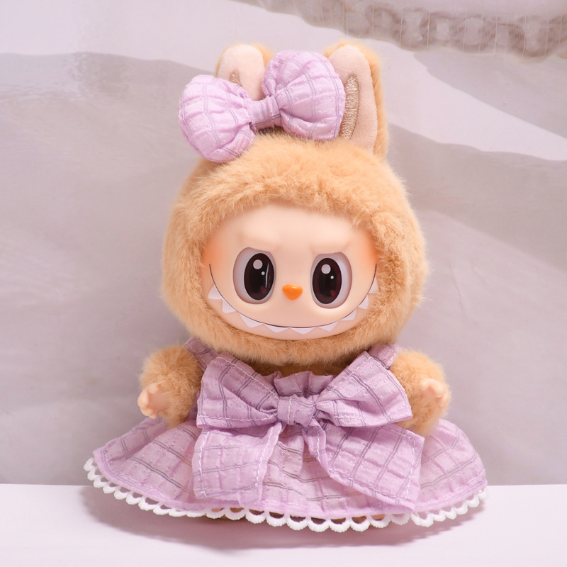 Clothes Only】Stylish Outfit for 17cm Labubu Sit Sit Party Rubber Doll - Adorable Dresses for Your Second-Gen Doll Collection