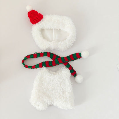 Clothes Only）Adorable 17cm Labubu Doll Christmas Outfits: Cozy Cape, Sweater & Hat Set - Perfect for Holiday Fun