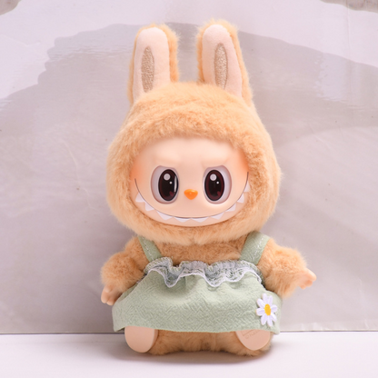 Clothes Only】Stylish Outfit for 17cm Labubu Sit Sit Party Rubber Doll - Adorable Dresses for Your Second-Gen Doll Collection