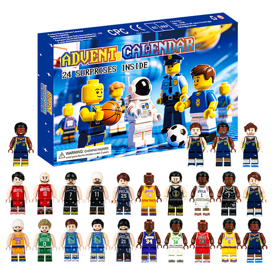 24-Day Countdown Advent Calendar for Kids - Exciting Basketball Star Building Blocks Blind Box Gift for Christmas Celebration