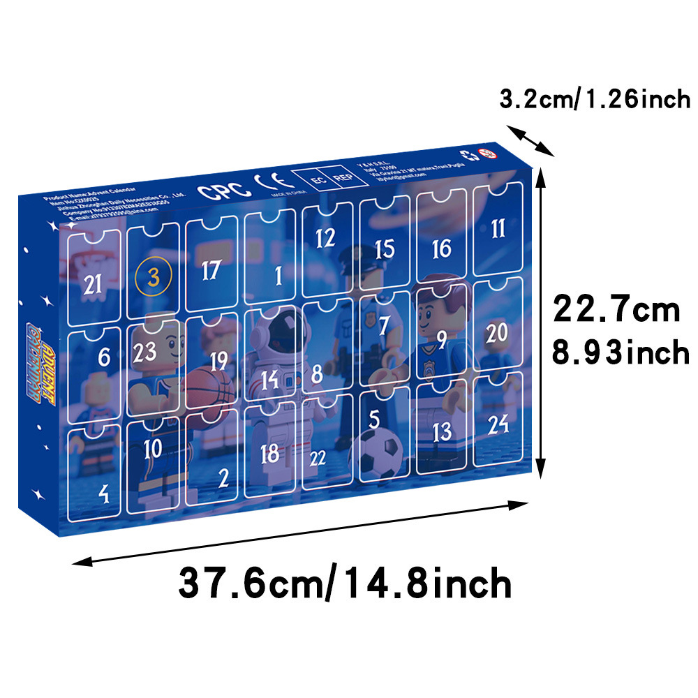24-Day Countdown Advent Calendar for Kids - Exciting Basketball Star Building Blocks Blind Box Gift for Christmas Celebration