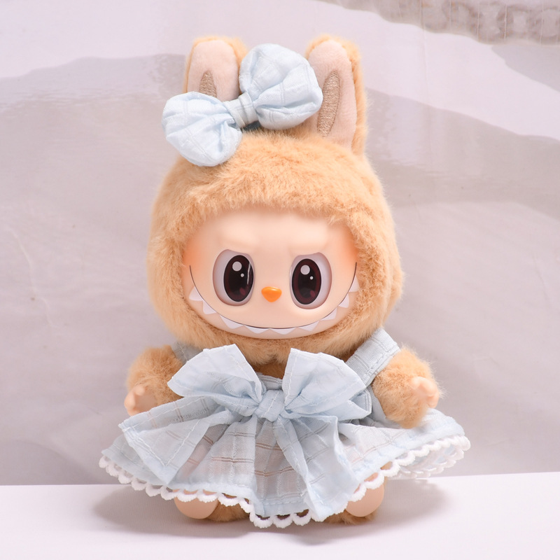 Clothes Only】Stylish Outfit for 17cm Labubu Sit Sit Party Rubber Doll - Adorable Dresses for Your Second-Gen Doll Collection