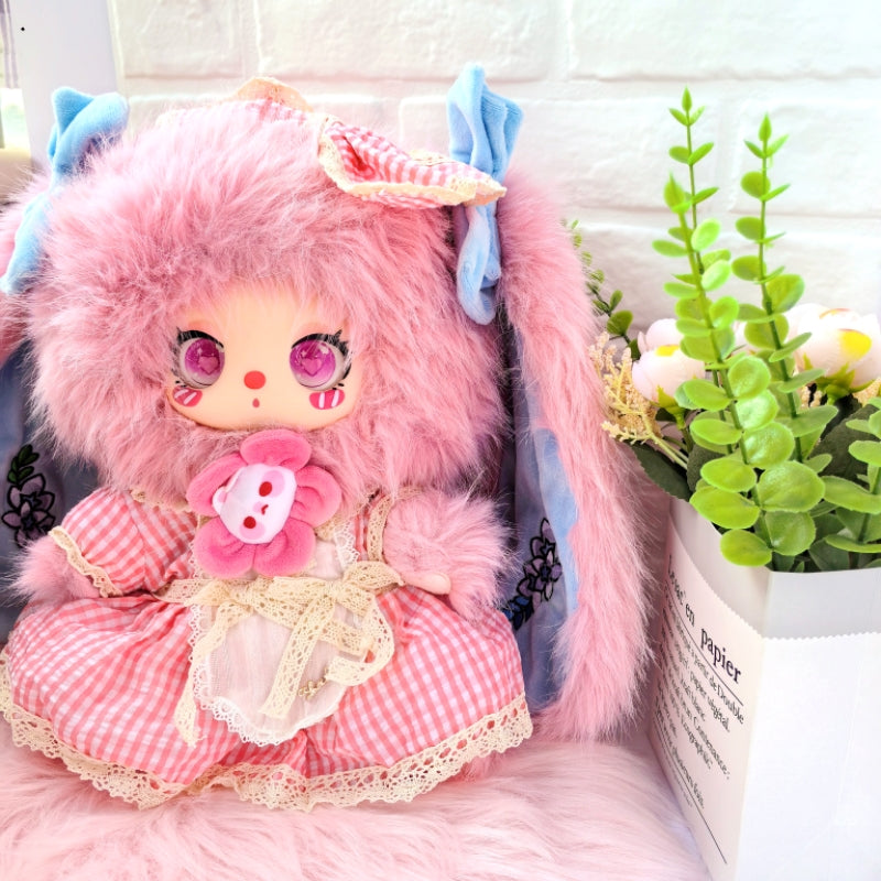 Clothes only)Chic 40CM LIILA 600 V2 NOMMI 400 Pink Checkered Maid Outfit for Stylish Cosplay – Perfect for Parties & Events