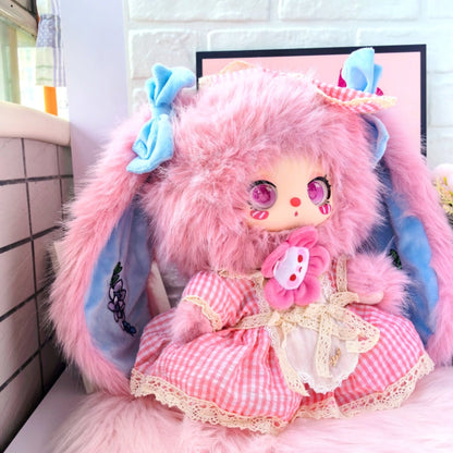 Clothes only)Chic 40CM LIILA 600 V2 NOMMI 400 Pink Checkered Maid Outfit for Stylish Cosplay – Perfect for Parties & Events