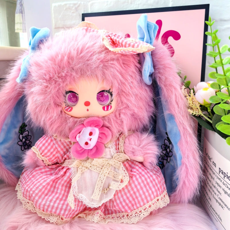 Clothes only)Chic 40CM LIILA 600 V2 NOMMI 400 Pink Checkered Maid Outfit for Stylish Cosplay – Perfect for Parties & Events