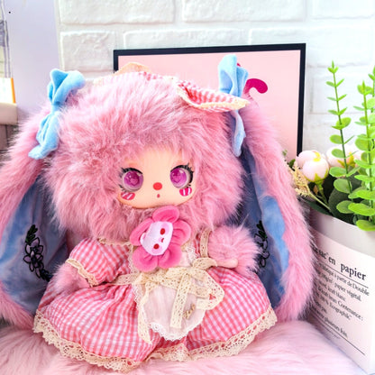 Clothes only)Chic 40CM LIILA 600 V2 NOMMI 400 Pink Checkered Maid Outfit for Stylish Cosplay – Perfect for Parties & Events