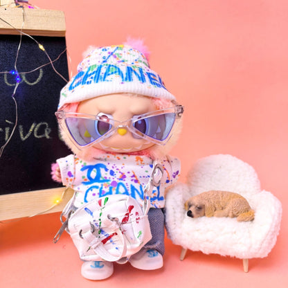 Clothes only)Unleash Creativity with CC Graffiti Style Clothes - Ideal Fit for 17cm Labubu Dolls - Limited Edition Fashion