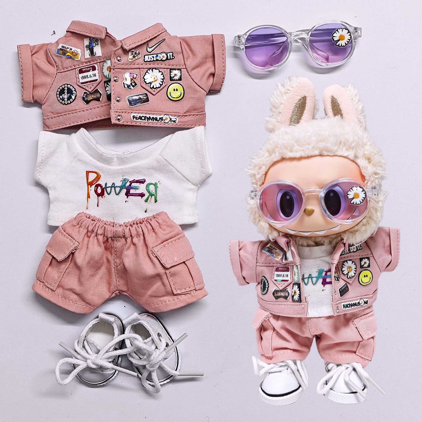 Stylish GD-Inspired Denim Wear for 17cm Labubu Charm Dolls – Elevate Your Doll's Wardrobe Today