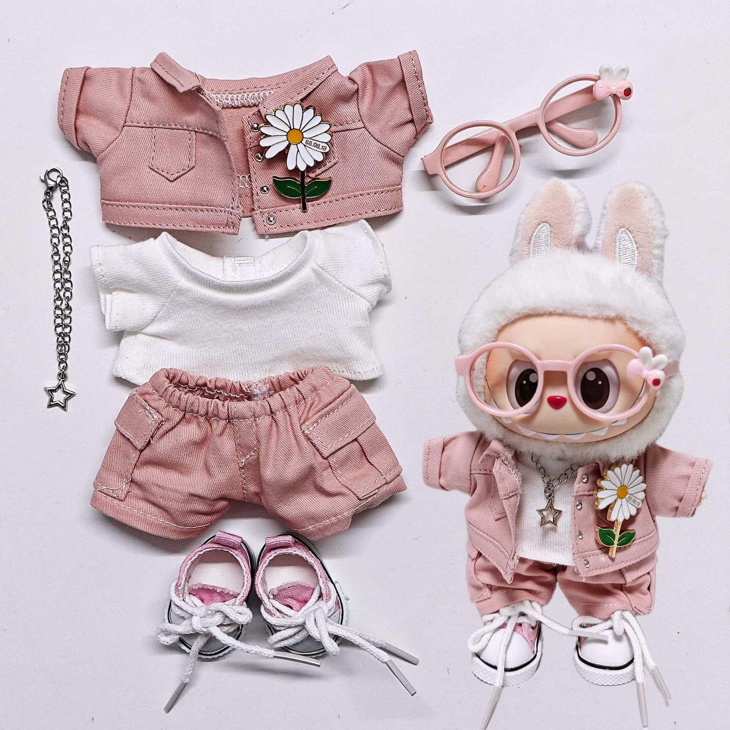 Stylish GD-Inspired Denim Wear for 17cm Labubu Charm Dolls – Elevate Your Doll's Wardrobe Today