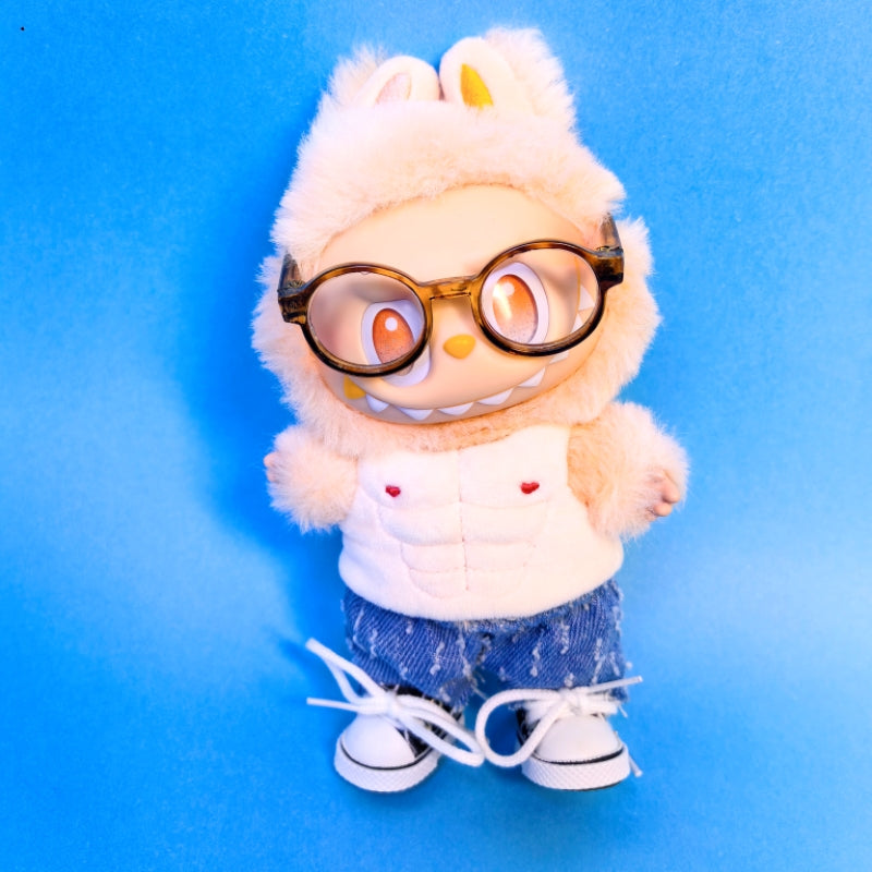 Clothes only)Discover the Ultimate West Cowboy Muscle Vest Clothes for 17cm Labubu - Fashion Meets Fun for Your Furry Friend!