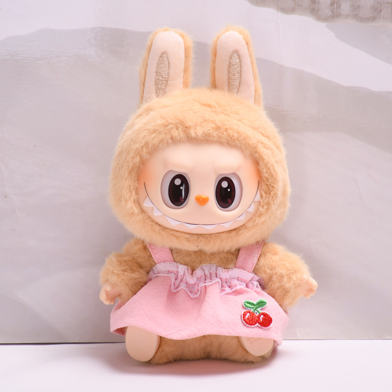 Clothes Only】Stylish Outfit for 17cm Labubu Sit Sit Party Rubber Doll - Adorable Dresses for Your Second-Gen Doll Collection