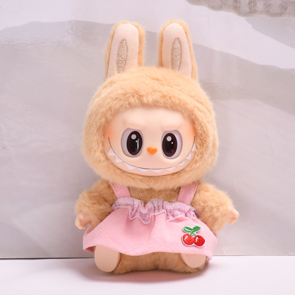 Clothes Only】Stylish Outfit for 17cm Labubu Sit Sit Party Rubber Doll - Adorable Dresses for Your Second-Gen Doll Collection