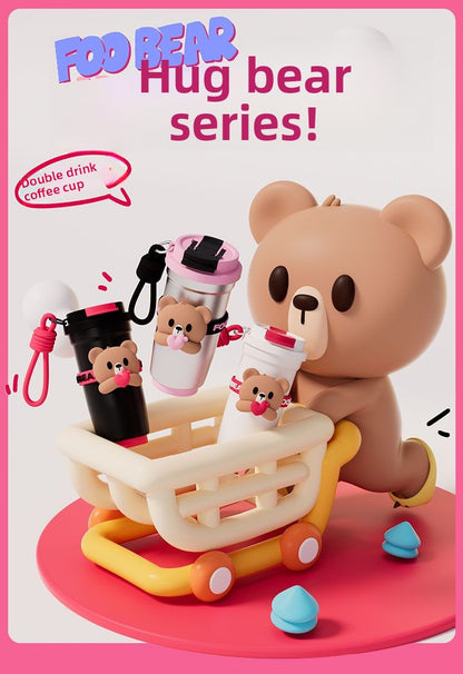 On-the-Go Hydration Made Easy: Fanfan Bear Thermos – Large-Capacity Travel Coffee Mug for Busy Lives