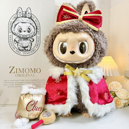 Only Clothes for Sale] Unleash Your Inner Royalty with the Queen Red Cloak - Perfectly Tailored for 58cm ZIMOMO Labubu Dolls, a Must-Have for Collectors!
