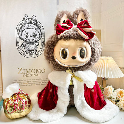 Only Clothes for Sale] Unleash Your Inner Royalty with the Queen Red Cloak - Perfectly Tailored for 58cm ZIMOMO Labubu Dolls, a Must-Have for Collectors!