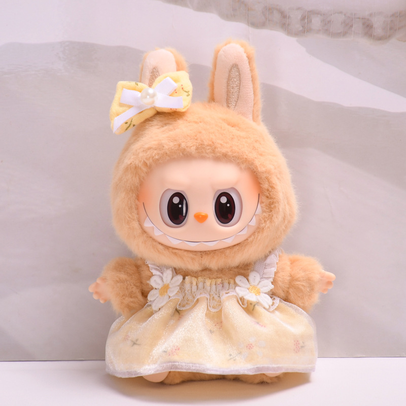 Clothes Only】Stylish Outfit for 17cm Labubu Sit Sit Party Rubber Doll - Adorable Dresses for Your Second-Gen Doll Collection