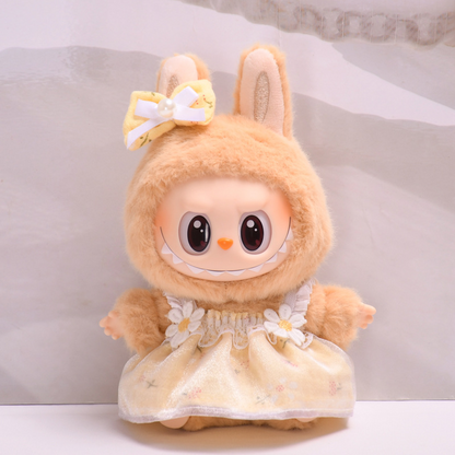 Clothes Only】Stylish Outfit for 17cm Labubu Sit Sit Party Rubber Doll - Adorable Dresses for Your Second-Gen Doll Collection