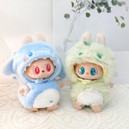 Clothes only)Adorable 3D Shark Dinosaur Outfit for 6-Inch Labubu Dolls – Unleash Imagination with This Trendy Dress-Up Set