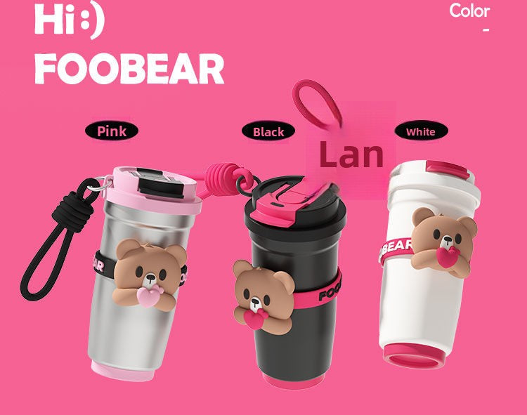 On-the-Go Hydration Made Easy: Fanfan Bear Thermos – Large-Capacity Travel Coffee Mug for Busy Lives