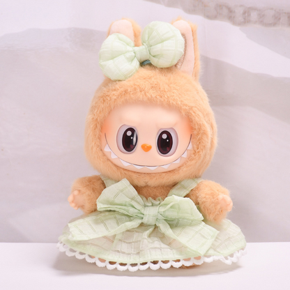 Clothes Only】Stylish Outfit for 17cm Labubu Sit Sit Party Rubber Doll - Adorable Dresses for Your Second-Gen Doll Collection