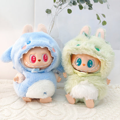 Clothes only)Adorable 3D Shark Dinosaur Outfit for 6-Inch Labubu Dolls – Unleash Imagination with This Trendy Dress-Up Set