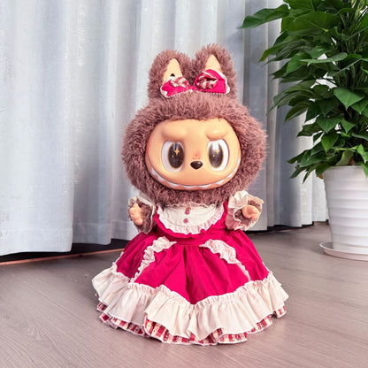 Only Clothes for Sale] Unleash Your Inner Royalty with the Queen Red Cloak - Perfectly Tailored for 58cm ZIMOMO Labubu Dolls, a Must-Have for Collectors!