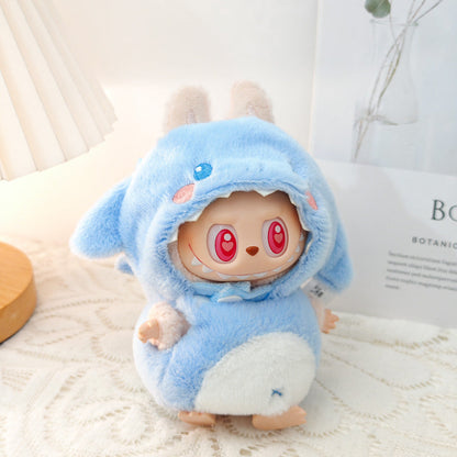 Clothes only)Adorable 3D Shark Dinosaur Outfit for 6-Inch Labubu Dolls – Unleash Imagination with This Trendy Dress-Up Set