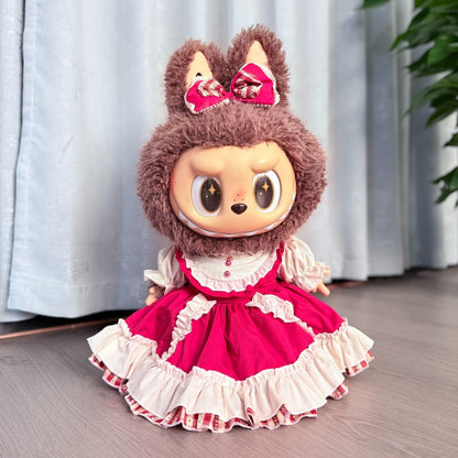 Only Clothes for Sale] Unleash Your Inner Royalty with the Queen Red Cloak - Perfectly Tailored for 58cm ZIMOMO Labubu Dolls, a Must-Have for Collectors!