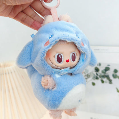 Clothes only)Adorable 3D Shark Dinosaur Outfit for 6-Inch Labubu Dolls – Unleash Imagination with This Trendy Dress-Up Set