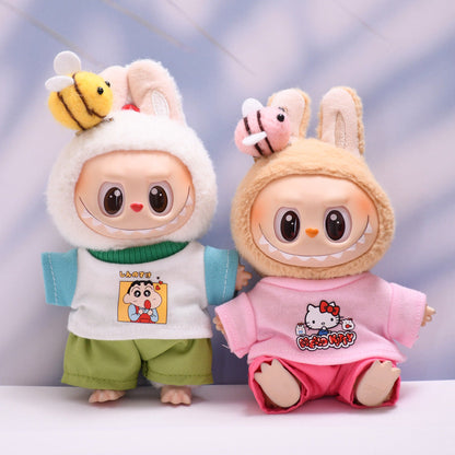 Clothes Only】Buzz into Fun with the 17cm Labubu Doll Bee T-Shirt Set - Adorable, Trendy & Perfect for Playtime Adventures!