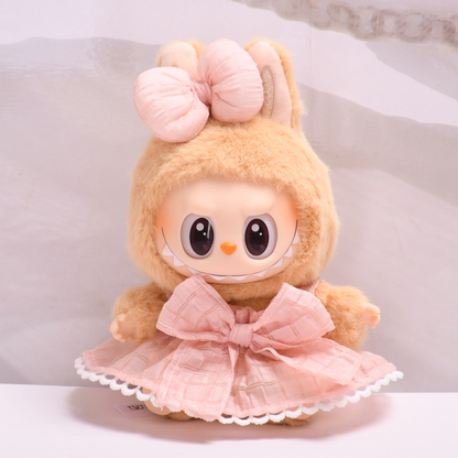 Clothes Only】Stylish Outfit for 17cm Labubu Sit Sit Party Rubber Doll - Adorable Dresses for Your Second-Gen Doll Collection