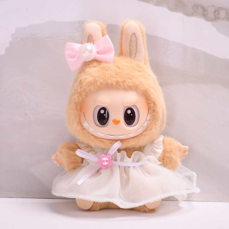 Clothes Only】Stylish Outfit for 17cm Labubu Sit Sit Party Rubber Doll - Adorable Dresses for Your Second-Gen Doll Collection