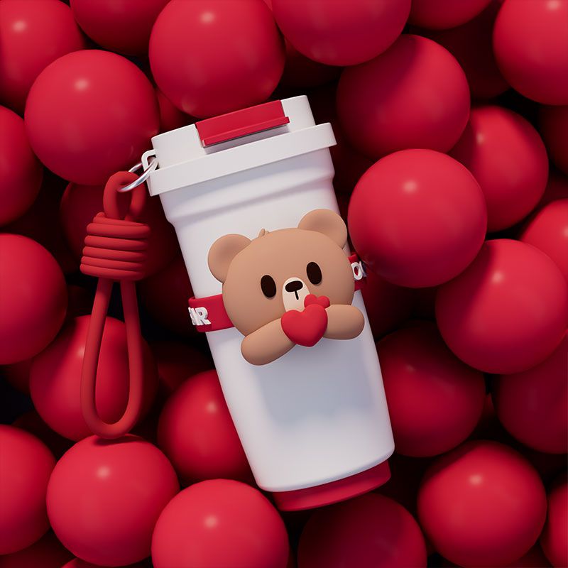 On-the-Go Hydration Made Easy: Fanfan Bear Thermos – Large-Capacity Travel Coffee Mug for Busy Lives