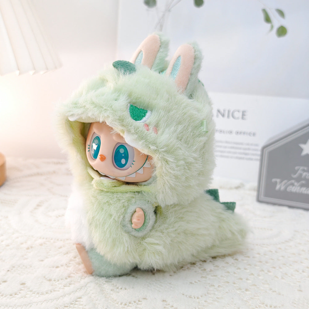 Clothes only)Adorable 3D Shark Dinosaur Outfit for 6-Inch Labubu Dolls – Unleash Imagination with This Trendy Dress-Up Set