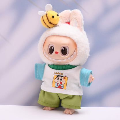 Clothes Only】Buzz into Fun with the 17cm Labubu Doll Bee T-Shirt Set - Adorable, Trendy & Perfect for Playtime Adventures!