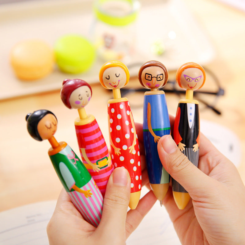 5PC)Adorable Cartoon Smile Doll Ballpoint Pen – Perfect Gift for Kids & Students, Elevate Your Writing with Fun & Joy