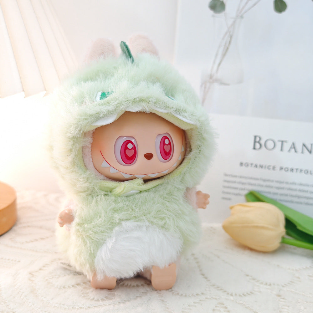 Clothes only)Adorable 3D Shark Dinosaur Outfit for 6-Inch Labubu Dolls – Unleash Imagination with This Trendy Dress-Up Set