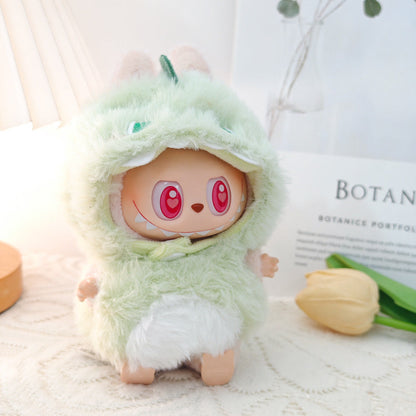 Clothes only)Adorable 3D Shark Dinosaur Outfit for 6-Inch Labubu Dolls – Unleash Imagination with This Trendy Dress-Up Set