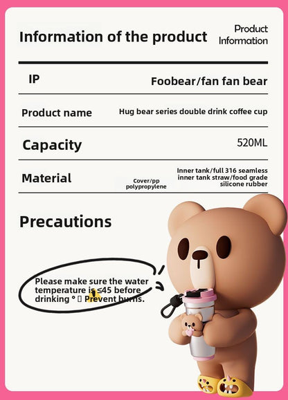 On-the-Go Hydration Made Easy: Fanfan Bear Thermos – Large-Capacity Travel Coffee Mug for Busy Lives