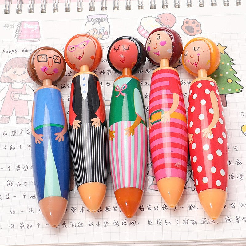 5PC)Adorable Cartoon Smile Doll Ballpoint Pen – Perfect Gift for Kids & Students, Elevate Your Writing with Fun & Joy