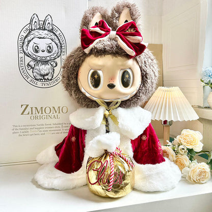Only Clothes for Sale] Unleash Your Inner Royalty with the Queen Red Cloak - Perfectly Tailored for 58cm ZIMOMO Labubu Dolls, a Must-Have for Collectors!