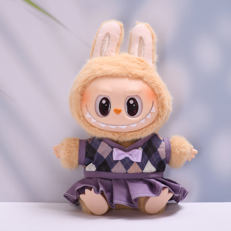 Clothes Only】Stylish Outfit for 17cm Labubu Sit Sit Party Rubber Doll - Adorable Dresses for Your Second-Gen Doll Collection