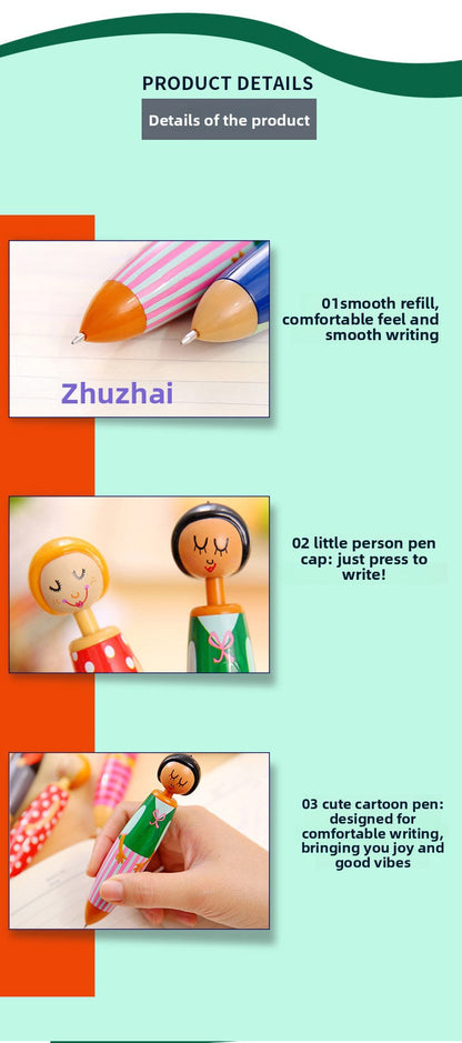 5PC)Adorable Cartoon Smile Doll Ballpoint Pen – Perfect Gift for Kids & Students, Elevate Your Writing with Fun & Joy