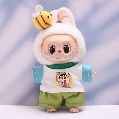 Clothes Only】Buzz into Fun with the 17cm Labubu Doll Bee T-Shirt Set - Adorable, Trendy & Perfect for Playtime Adventures!