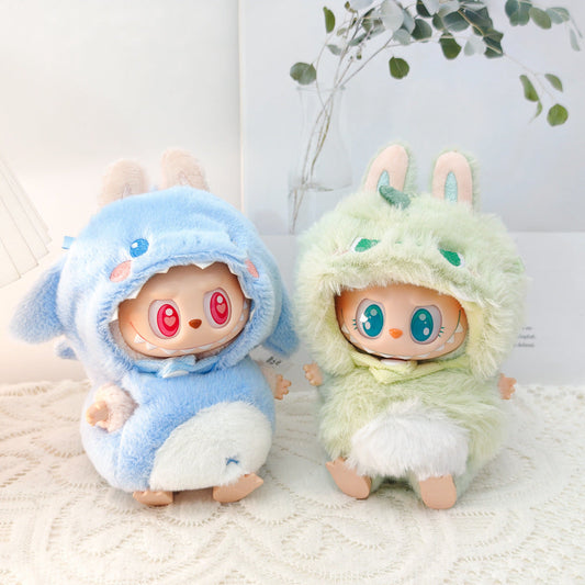 Clothes only)Adorable 3D Shark Dinosaur Outfit for 6-Inch Labubu Dolls – Unleash Imagination with This Trendy Dress-Up Set