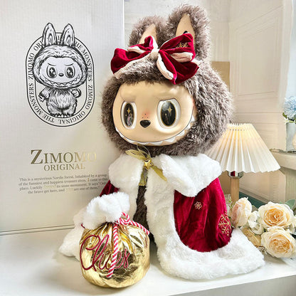 Only Clothes for Sale] Unleash Your Inner Royalty with the Queen Red Cloak - Perfectly Tailored for 58cm ZIMOMO Labubu Dolls, a Must-Have for Collectors!