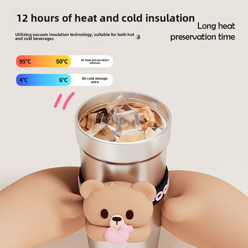 On-the-Go Hydration Made Easy: Fanfan Bear Thermos – Large-Capacity Travel Coffee Mug for Busy Lives